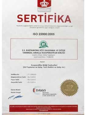 ISO 9001:2008 Kalite Yönetim Sistemi Merkez Büro çalışmalarında ISO 9001:2008 Yem tesisi ve süt toplama merkezlerinde