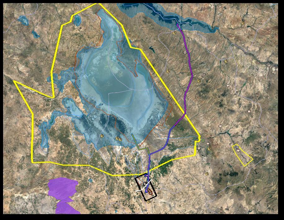 Tuz Gölü ÖÇKB Bozdağ YHGS 35,6 km ġekil II.13.1. Proje Alanı ve Çevresinde Yer Alan Korunan Alanların Görüntüsü Bunun dıģında proje alanlarının çevresinde Aksaray ili sınırlarında Ek-1.6 da sunulan T.