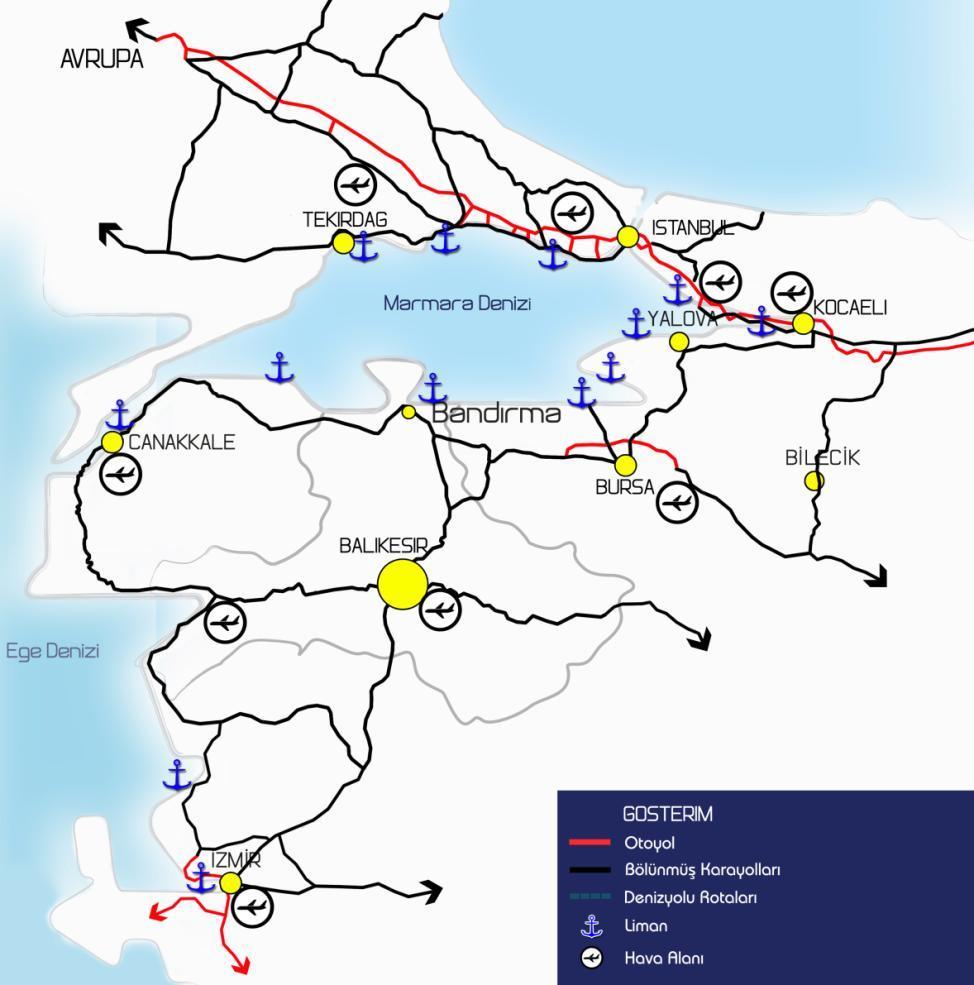 Balıkesir ulaşım aksları açısından değerlendirildiğinde bölge içerisinde düğüm noktası niteliğindedir ve önemli bir konuma sahiptir.