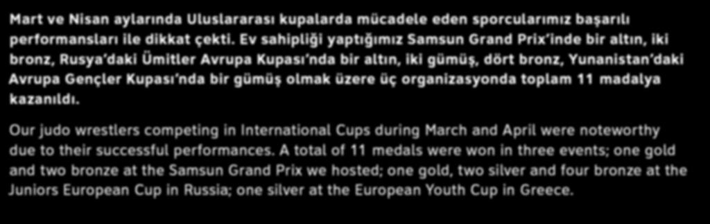 olmak üzere üç organizasyonda toplam 11 madalya kazanıldı.