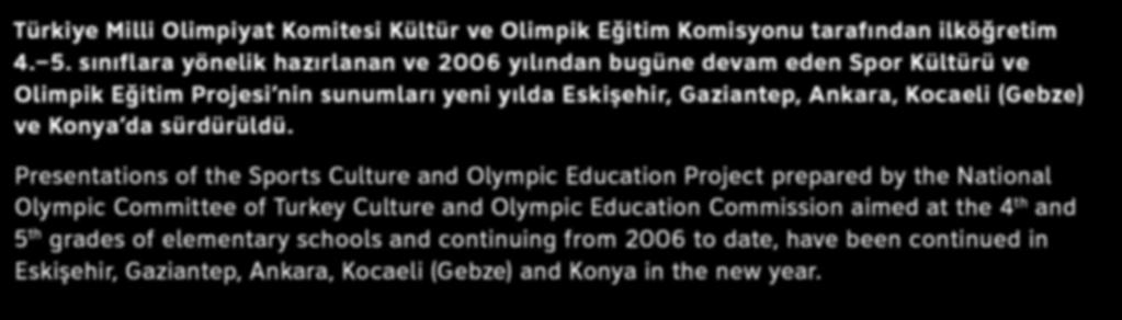 Provinces Türkiye Milli Olimpiyat Komitesi Kültür ve Olimpik Eğitim Komisyonu tarafından ilköğretim 4. 5.
