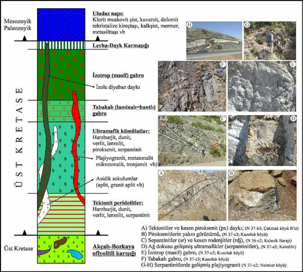 Orta ve Kuzey Amanos Dağları nın (Osmaniye - Gaziantep - K.Maraş) Stratigrafisine İlişkin Yeni Bulgular Şekil 12. Tekirova ofiyolitinin genelleştirilmiş stratigrafi kesiti.