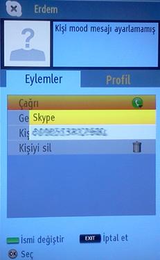 Aksiyon alın Skype Adı, Durum mesajı ve profil resmi Çevrim Durumu Kumandanızdaki seçin.