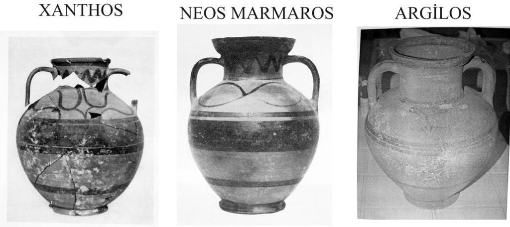 Ancak form bakımından bir benzeri daha yoktur. Khalkidiki: (Fig.22) Fig.22 Neos Marmaros:Vokotopoulou 1987, 371, lev.210β. Argilos: Perron, Argilos, 103-104, kat. no. 94, lev.25-26.