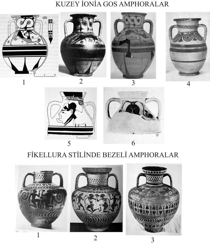 olduğu ilgili bölümde belirtilmiştir. Klazomenai GOS amphoralarının da ağız profili, düz ve geniş ağız tablalı, dışa çekik ve dörtgen profillidir (Fig.35) 106.