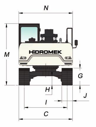 340 mm F - Üst Șase Zemin Boșluğu 940 mm G - Palet Yüksekliği 800 mm H - Minimum Zemin Boșluğu 430 mm I - Palet Eksenleri Arası Mesafe 1.