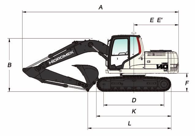 500 mm * Standart ÇALIȘMA ÖLÇÜLERİ Bom Ölçüsü 4.600 mm Arm Ölçüsü 2.000 mm *2.300 mm 2.600 mm 2.900 mm S - Maksimum Ulașma mesafesi 7.910 mm 8.190 mm 8.490 mm 8.