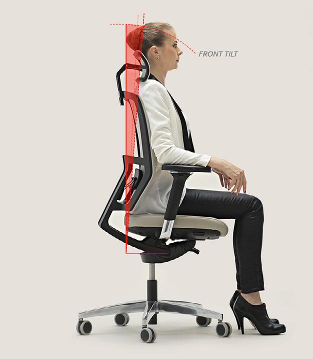Öne Eğim Öne Eğim Öne 3 derece eğim sağlayan Front Tilt özelliği ile Me Too Fluid Motion Plus, dik pozisyonda aktif bir oturma