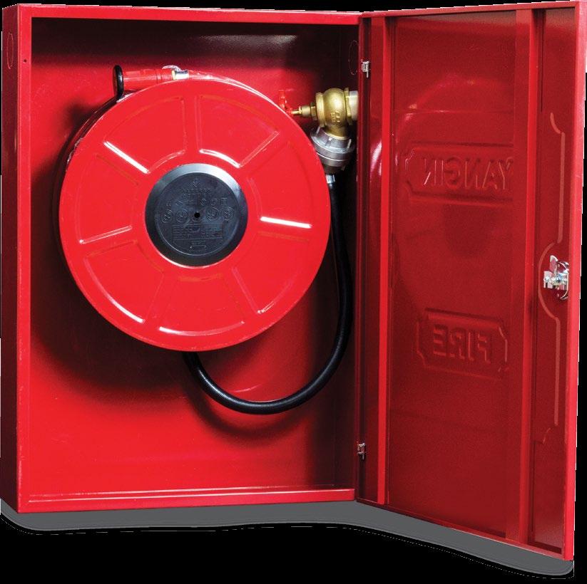 DTK serisi Tek Kapılı Yangın dolapları, alt tarafında 6 veya 12 kg kapasitede yangın söndürücü tüp konulacak bölmeye sahiptir. (Yangın söndürücü makaranın altındadır.