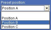 Kamerayı Önceden Ayarlanmış bir Konuma Getirme Preset position listesinden ön ayarlı konum adını seçin. Kamera, Preset position menüsünü kullanarak belleğe sakladığınız ön ayarlı konuma gider.