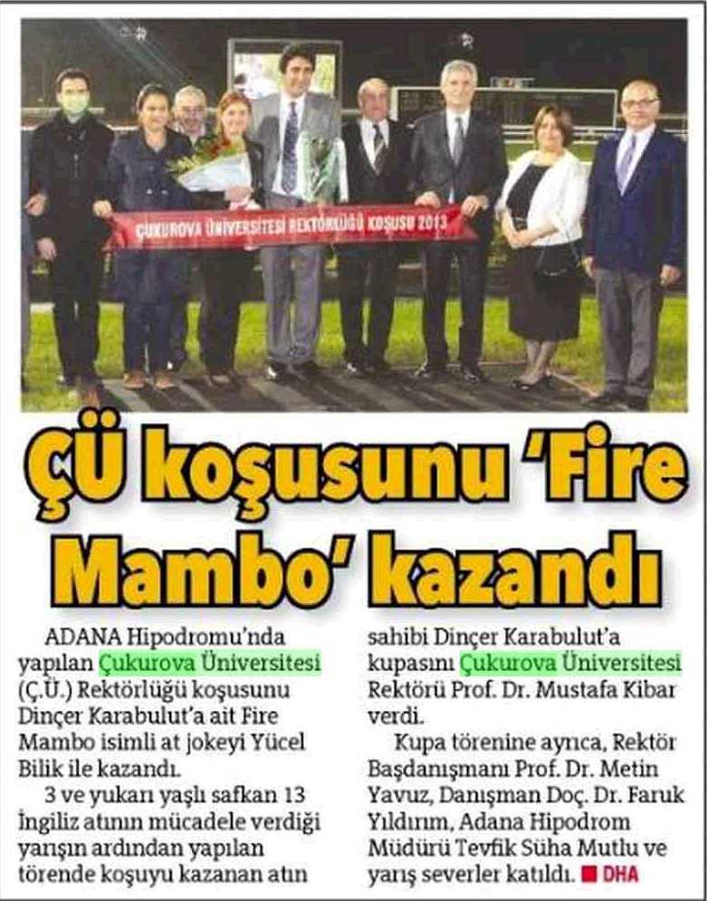 ÇÜ KOSUSUNU 'FIRE MAMBO' KAZANDI Yayın Adı : Hürriyet