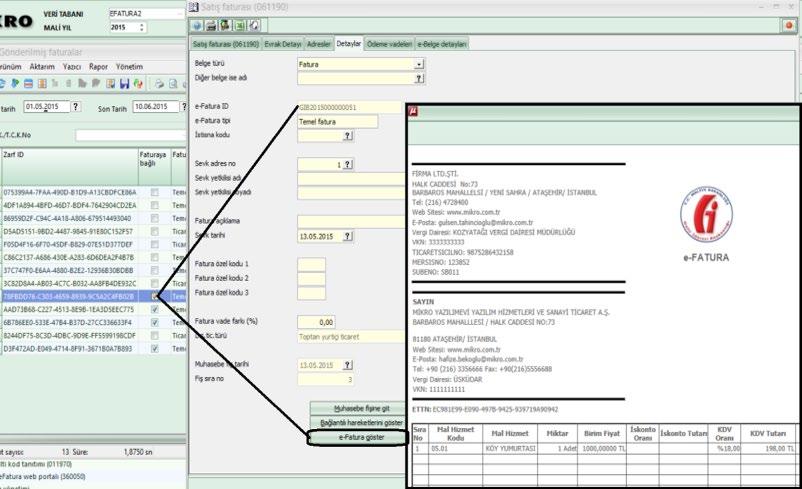e-fatura kesimlerinde GİB Fatura Numarasını, ilgili faturanın entegrasyon muhasebe fişinin açıklama alanına yazdırılması.