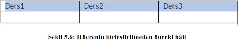 Birleştirilmek istenen hücreler işaretlenir (Fare sol tuşu bırakılmadan birleştirilmek istenen hücreler boyunca