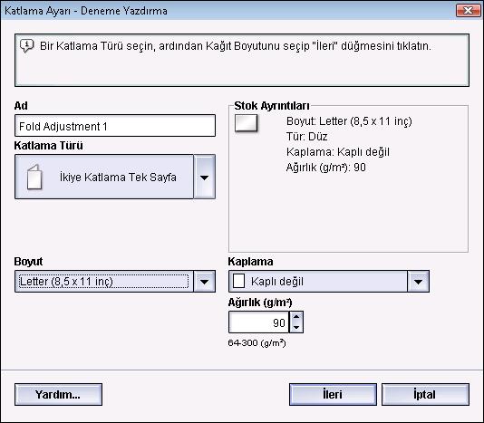 Profiller Yeni tek/çoklu sayfayı ikiye katlama ayarı/ayarı düzenleme yordamı Aşağıdaki yordam, tek ya da çoklu sayfa için yeni bir tane oluşturmak ya da mevcut bir ikiye katlama ayar profilini