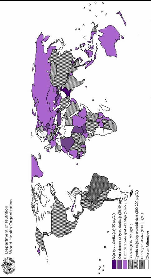 Şekil 1: Dünyada ortanca idrar iyot