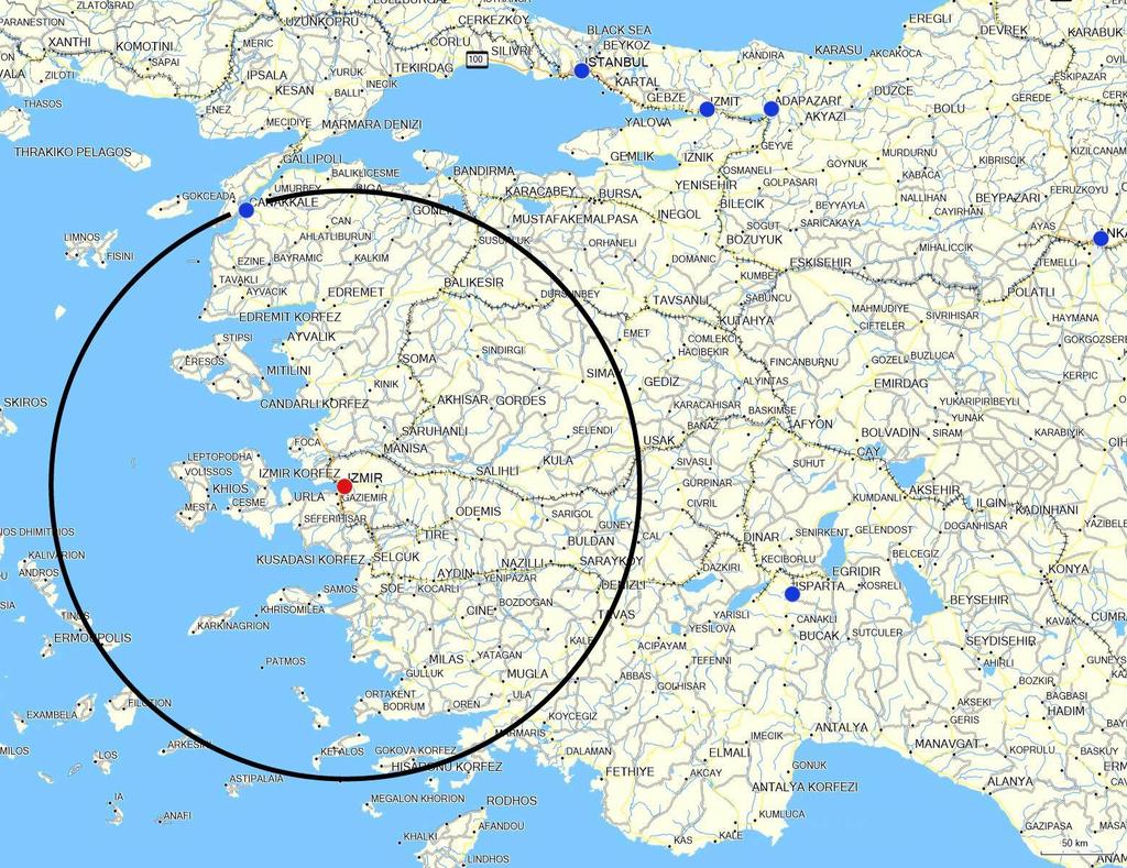 İSTANBUL KOCAELİ SAKARYA En yakın bölüm, ~200 km uzakta ve Çanakkale dedir.