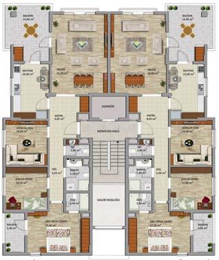 10 m² Balkon / Balcony 5.30 m² Duş / Shower 3.30 m² Antre / Entree 8.45 m² Hol / Hall 5.30 m² Tuvalet / Toilet 2.80 m² 108.00 m² 144.00 m² Salon / Saloon 28.60 m² Günlük Oda / Living Room 11.