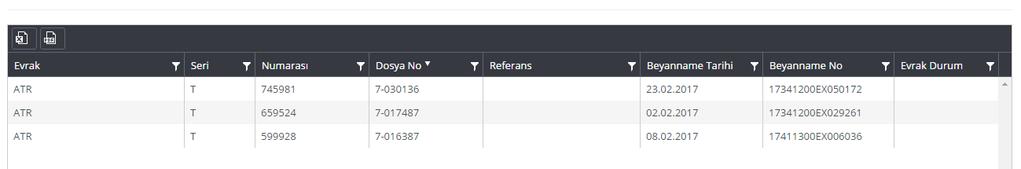 Yatırım Teşvik Yatırım teşvik işlemleri için tarih aralığı belirterek; Dosya No, Alıcı, Gönderen, Referans, GTİP No, Banka, Beyanname No, Beyanname Tarihi,