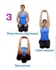 Isınmalar : 3.ELMAS DURUŞU (VAJRASANA) Elleriniz uyluklarda, sırtınız dik, göğsünüz açık bir şekilde dizlerinizin üzerinde oturun. Ayaklarınız kalçaların altında olsun.