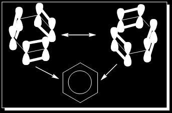 Benzen de pi (p-) bağları Karbon atomlarının melezleşmeye katılmamış p-atomik