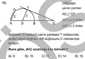 1,,3,4,5 numaralı çemberlerin yarıçapları sırasıyla; br,3 br, br,1 br,1 br olmak üzere taralı