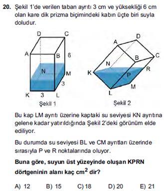 Doğru Cevap : E Şıkkı h bardağın yüksekliği OT