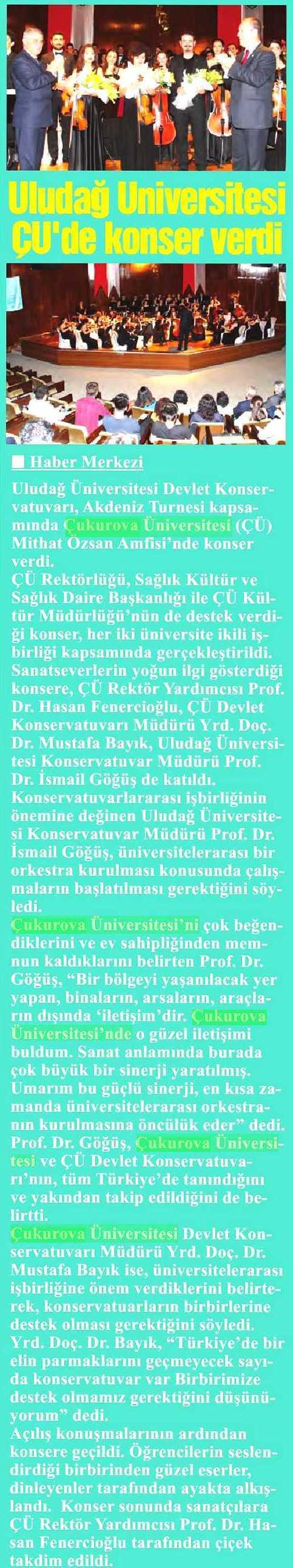 ULULDAG ÜNIVERSITESI Yayın Adı : Adana Haber Sayfa :