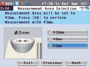 5. <Measurement Area Selection> ekranı önünüze çıkacaktır. 6.
