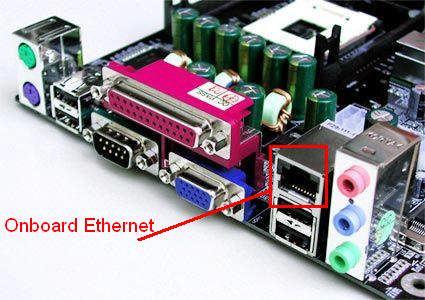 Resim 1.2: Anakart üzerinde Onboard Ethernet kartı Bununla beraber gelişen teknoloji ile beraber çok değişik ethernet kartları üretilmiştir.