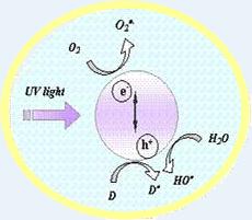 37 absorplaması sonucu başka bir türde meydana gelen fotokimyasal değişim olarak tanımlanabilir (Mills ve LeHunte, 1997). Yarıiletkenler (ZnO, TiO2, Fe2O3, ZnS, CdS vb.