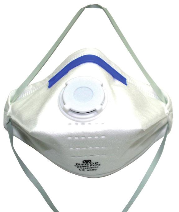Solunum koruması > iltreli maskeler iltreli Maskeler P3 EN 149 Solunum yolunu etkileyebilecek toz ve parçacıkların yüksek konsantrasyonuna karşı koruma. Sınır değeri < 0,1 mg/m3 (50 x TLV).