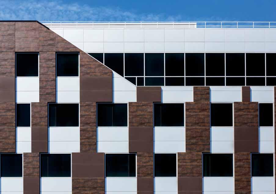 The SLTC buildings incorporates high quality, modern architectural design and will meet the LEED Gold standards. One of the external technology feature unique to the skin is the Neolith façade.
