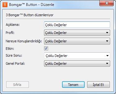 alanlar: Açıklama Profil Konuşlandırıldığı Yer (kuyruk) Etkin (Evet/Hayır) Süre Sonu Genel Portal (genel portal) Aynı zamanda dinamik alanları Düzenleyebilir, bir Bomgar Button'ı İptal Edebilir ya da