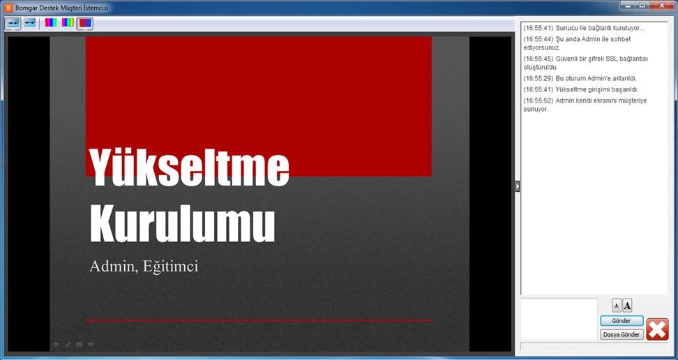 Ekranımı Göster Bir teknik destek oturumu sırasında ekranınızı müşterinizle paylaştığınızda, müşteriniz ya tüm masaüstünüzü ya da sadece sunmayı seçtiğiniz uygulamaları görebilir.