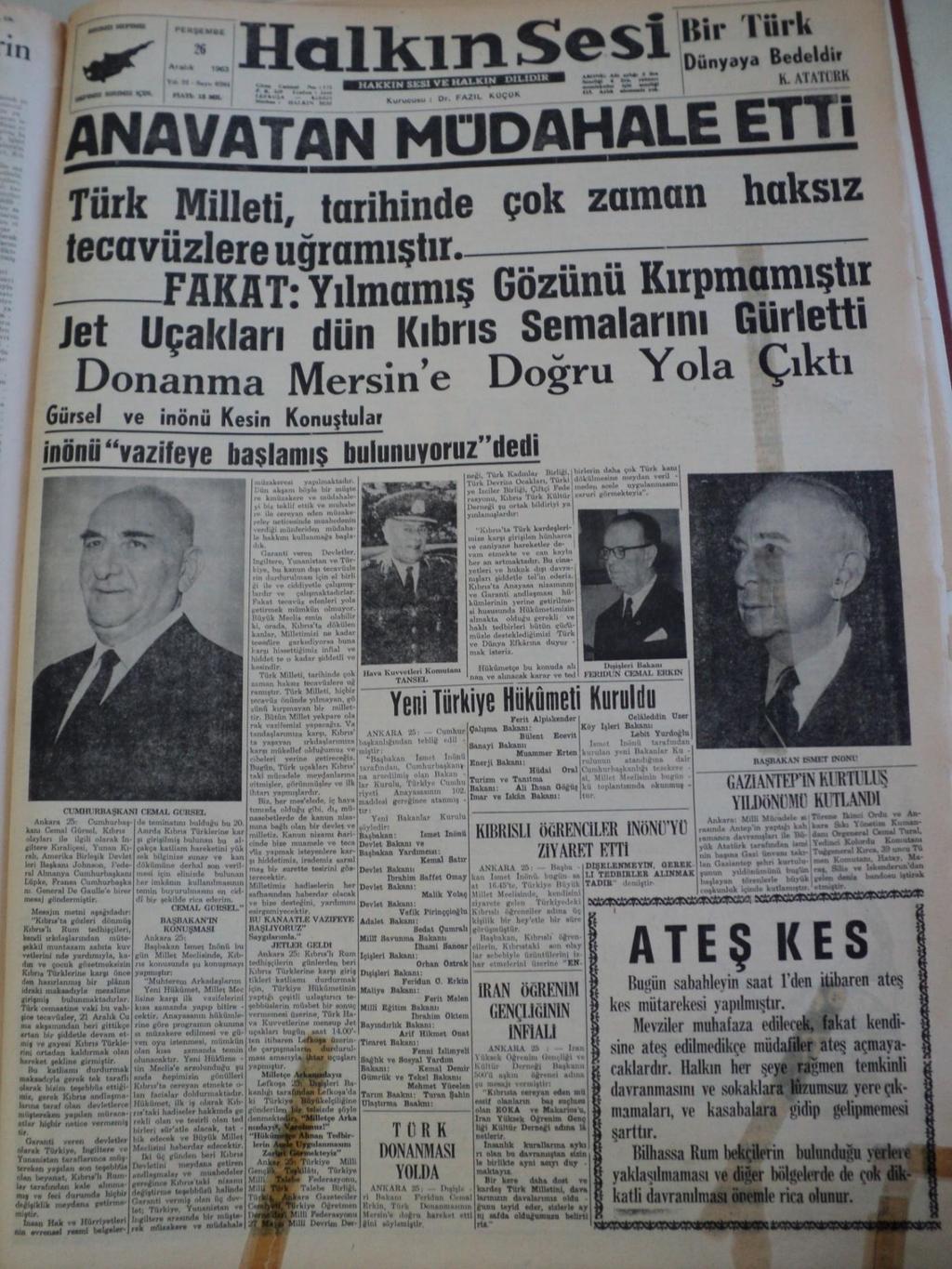 EK-Ö 25 ARALIK 1963 TARİHLİ