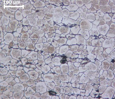 the grain sizes and average grain sizes of measured in the edge, middle and center of billet regions 20% cold deformed and then