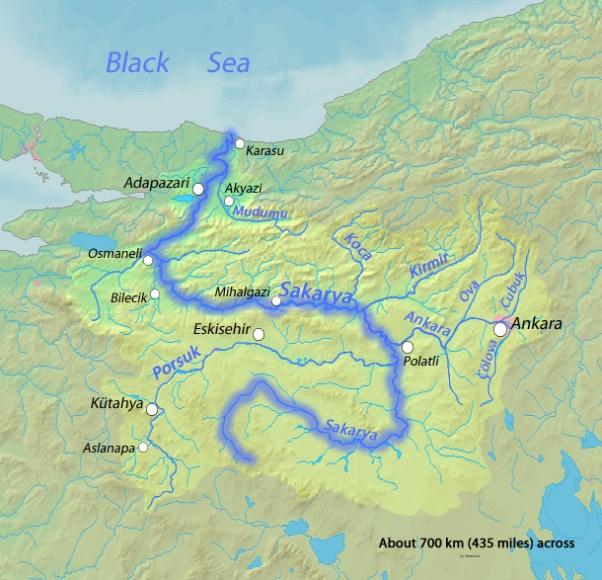 Şekil4. Sakarya Nehri havzası su kütleleri Sakarya Nehri bölgedeki bütün çay ve derelerin birleştiği ana akarsudur. Akış rejimi düzensizdir.