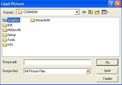 İkon dosyaları için varsayılan yol: Program Files Microsoft Visual Studio Common Graphics Icons Şekil3.