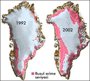Dünyanın her yanında buzullar değişime uğramakta ve hızla eriyerek yüzölçümleri küçülmektedir.