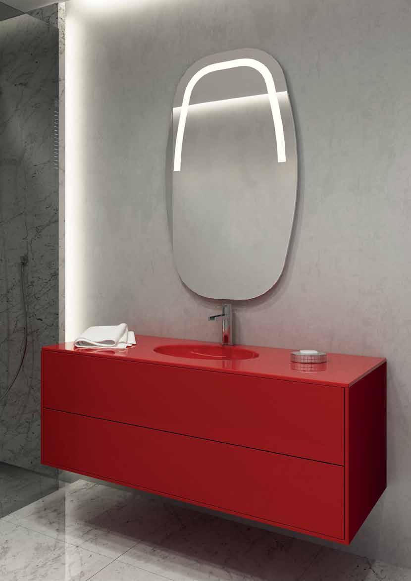 Seri Detayları - Collection Details - Dettagli Collezione vetro 7010 1912 0000 - Banyo mobilyası, çift çekmeceli, 120cm, kırmızı