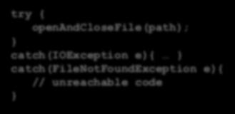 try { openandclosefile(path); } catch(ioexception e){ }