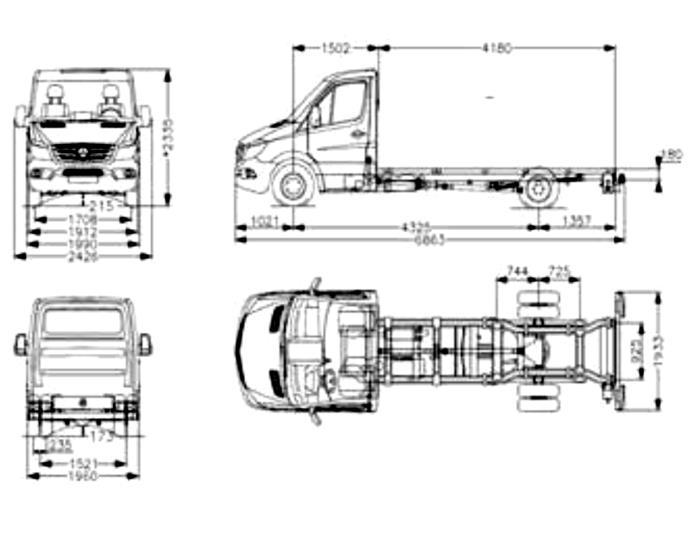 Kamyonet Ürünler ve Teknik Özellikler Uzun şasi Motor tipi 516 CDI 516 CDI 519 CDI Kasa Yok Yok Yok Kabin Tek Tek Çift Azami yüklü ağırlık [kg] 3500 5000 5000 İstiap