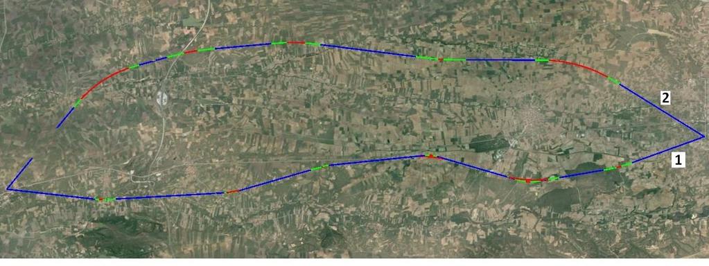 7.2 Mevcut güzergah geometrisinin iyileştirilmesi ve alternatif güzergah tasarımı Bu bölümde, konvansiyonel demiryolu hattı bulunan bir güzergaha, 300 km/s hızda sadece yolcu taşımacılığı yapılmak