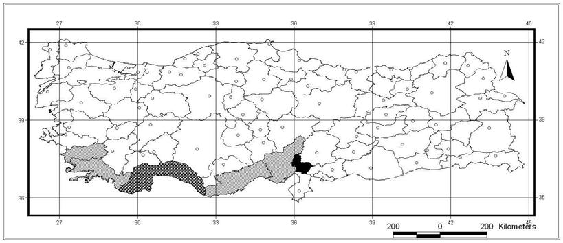 209 EK-3 Araştırmada elde edilen taksonların Türkiye yayılışları Bu çalışmayla elde