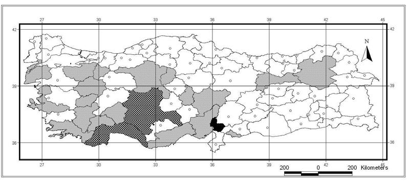 211 EK-3 (Devam). Araştırmada elde edilen taksonların Türkiye yayılışları Ek 3.