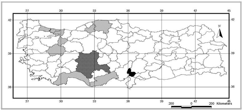 241 EK-3 (Devam). Araştırmada elde edilen taksonların Türkiye yayılışları Ek 3.