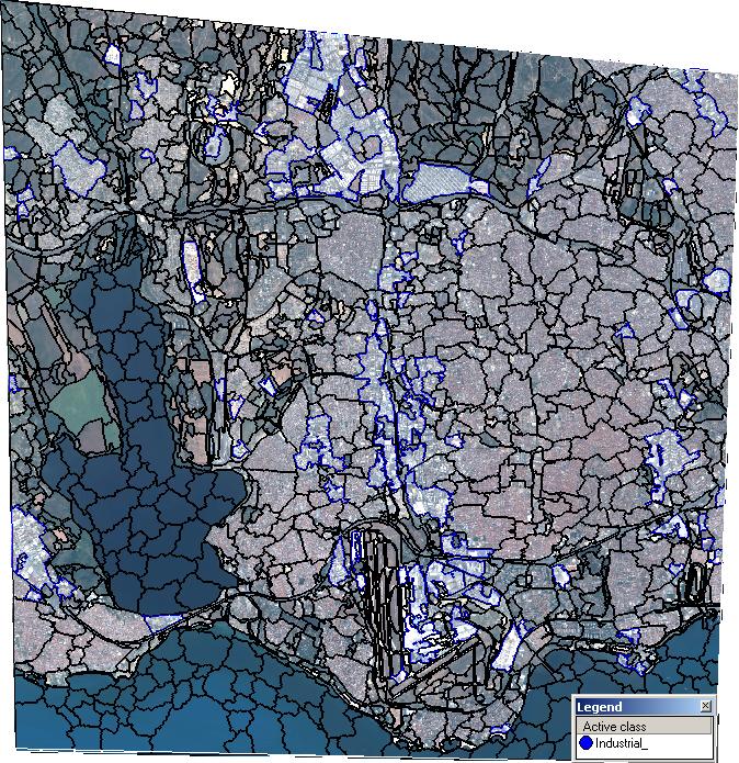 olan yeşil alanlar endüstri sınıfından çıkarılmış olur. Bu aşamadan sonra unclassified with Rel. border to Industrial_ > 0.