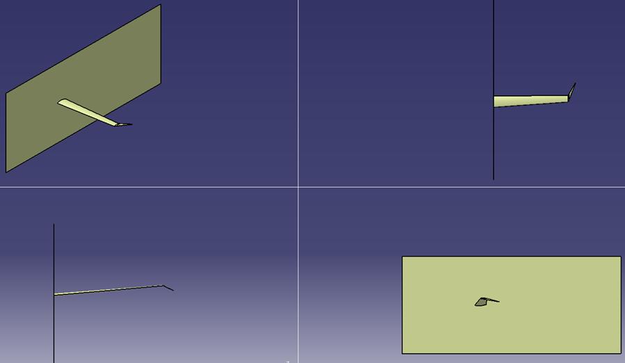 Kanadın hâlihazırdaki halinin CAD çizimi Şekil 6.1 de sunulmaktadır. Şekil 6.1 : Kanat CAD çizimi. Winglet yapısına sahip kanadın CAD çizimi ise Şekil 6.2 deki gibidir. Şekil 6.2 : Wingletli kanat CAD çizimi.