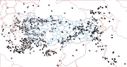 MD-time distributions of earthquakes which occured from 1900-2011 with magnitude range in 1.0 to 8.0. K Şekil 6.