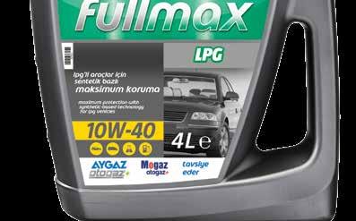 LPG li Araçlar için Sentetik Bazlı Maksimum Koruma LPG 10W-40 Fullmax LPG 10W-40, yeni nesil LPG ile çalışan araç motorlarının yağlama gereksinimlerini karşılamak için ileri katık teknolojisi ile